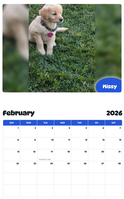 November 2025 - October 2026 Missy - Pawidols Pet Calendar