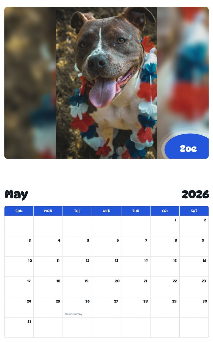 2026 - 2027 Zoe - Pawidols Pet Calendar
