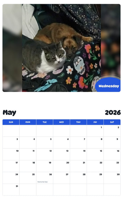 2026 - 2027 Wednesday - Pawidols Pet Calendar