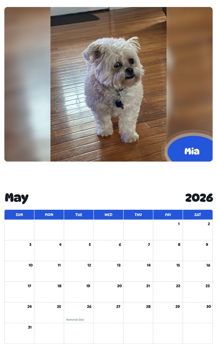 2026 - 2027 Mia - Pawidols Pet Calendar