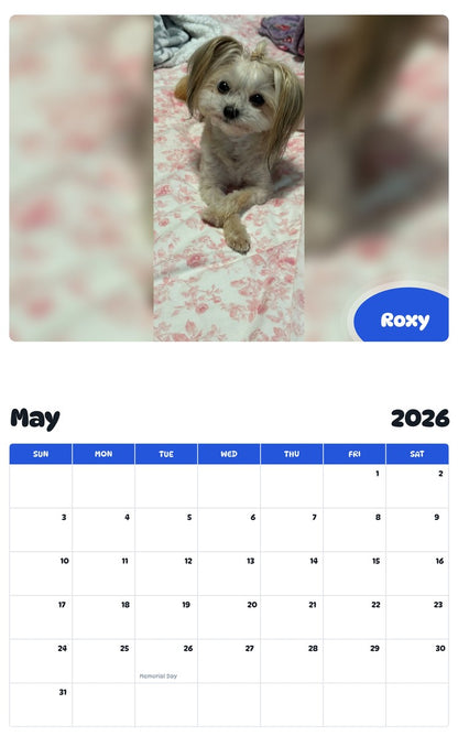 2026 - 2027 Roxy - Pawidols Pet Calendar