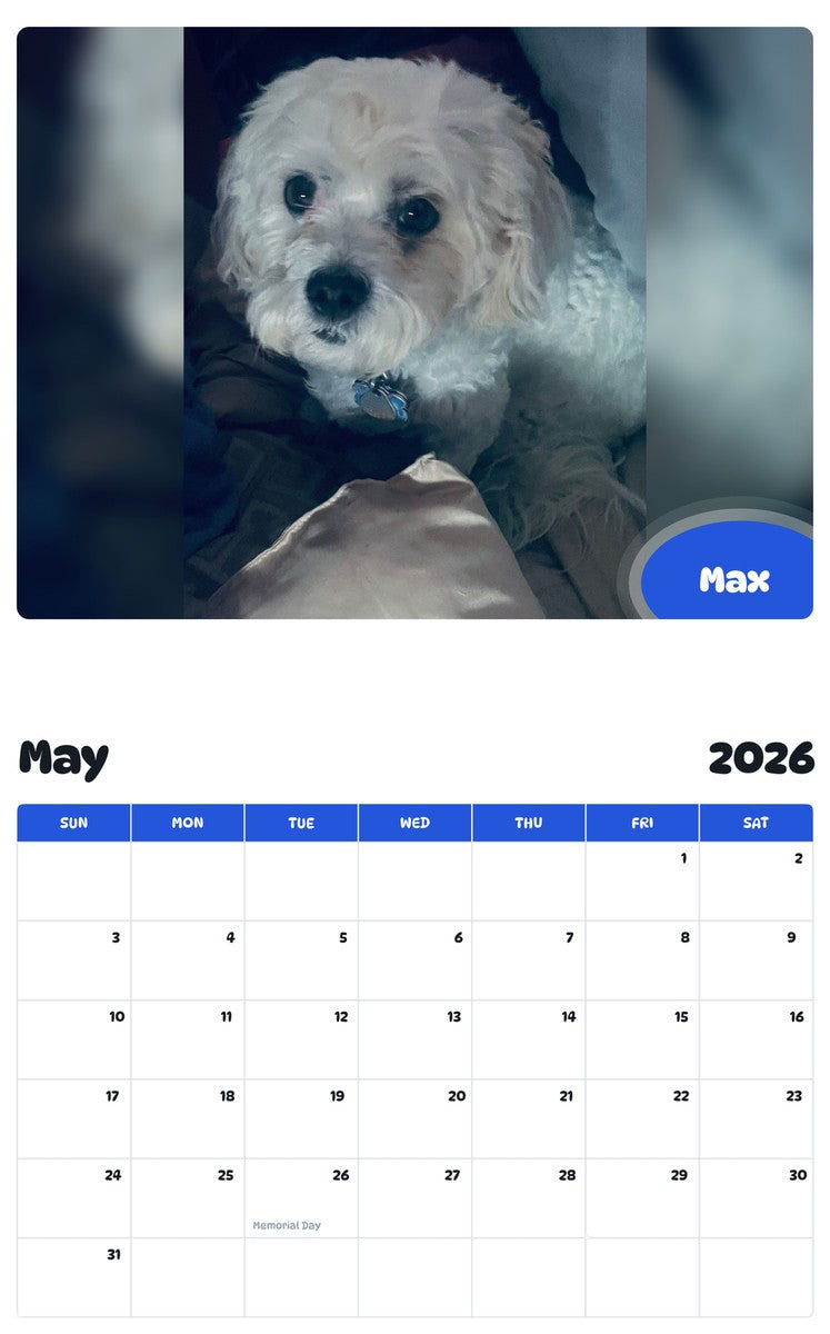 2026 - 2027 Max - Pawidols Pet Calendar