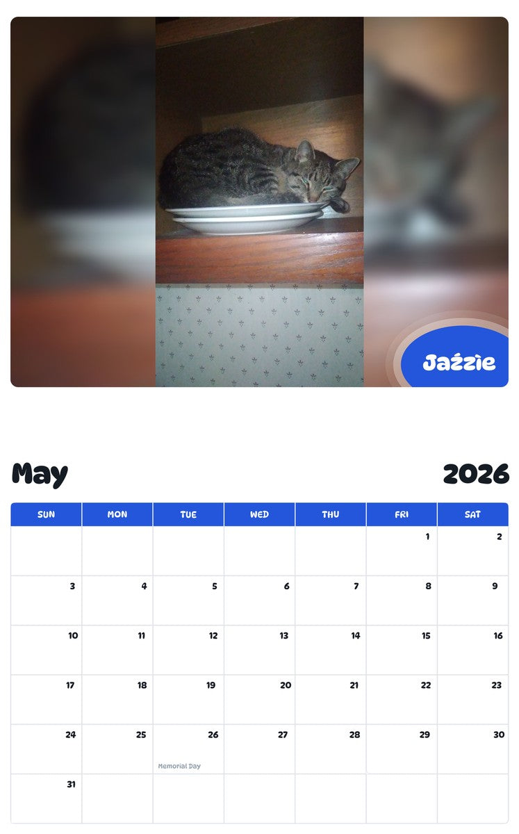 2026 - 2027 Jaźzìe - Pawidols Pet Calendar