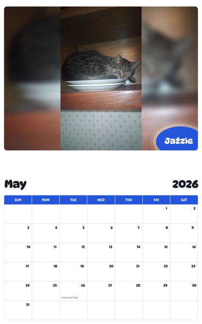 2026 - 2027 Jaźzìe - Pawidols Pet Calendar