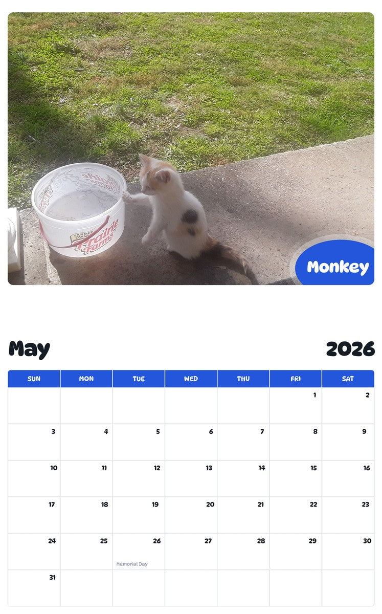 2026 - 2027 Monkey - Pawidols Pet Calendar
