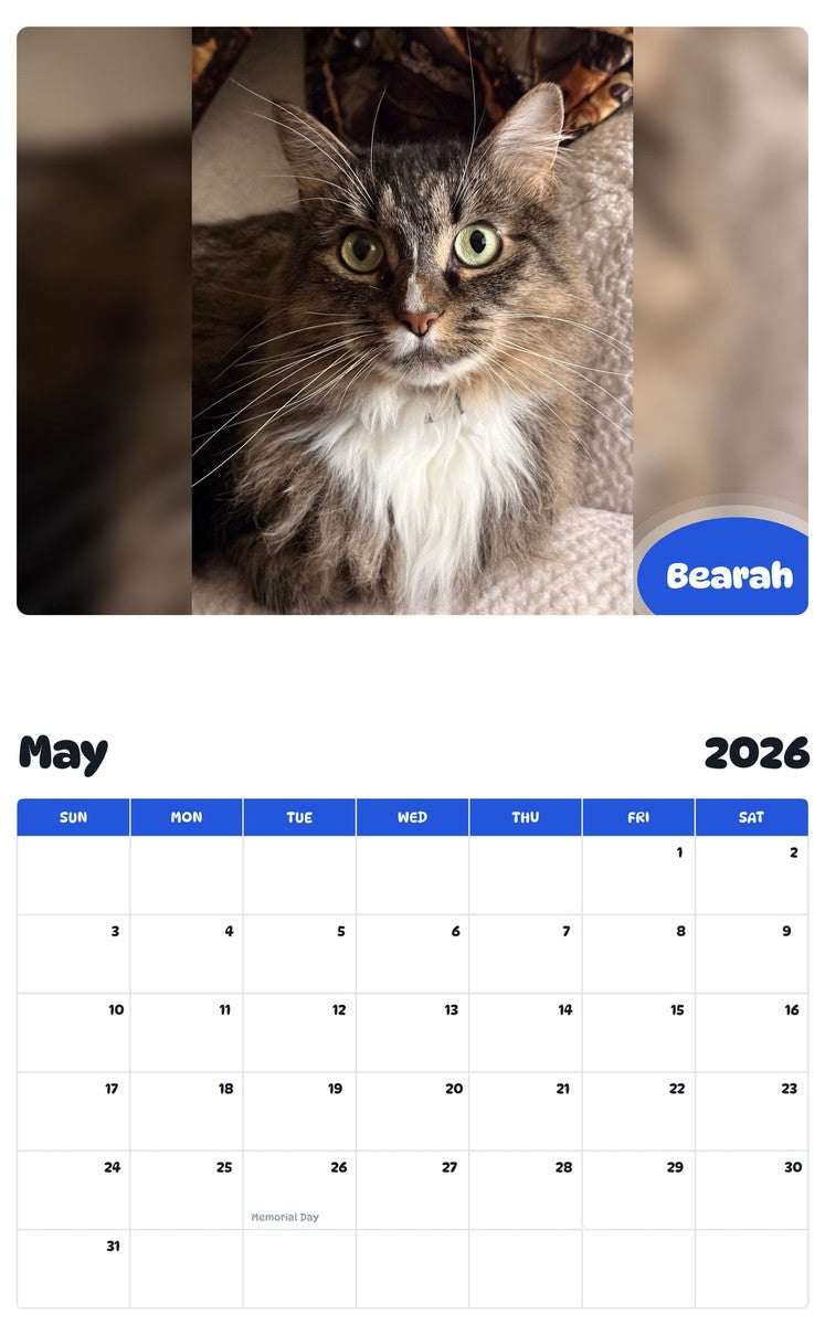 2026 - 2027 Bearah - Pawidols Pet Calendar