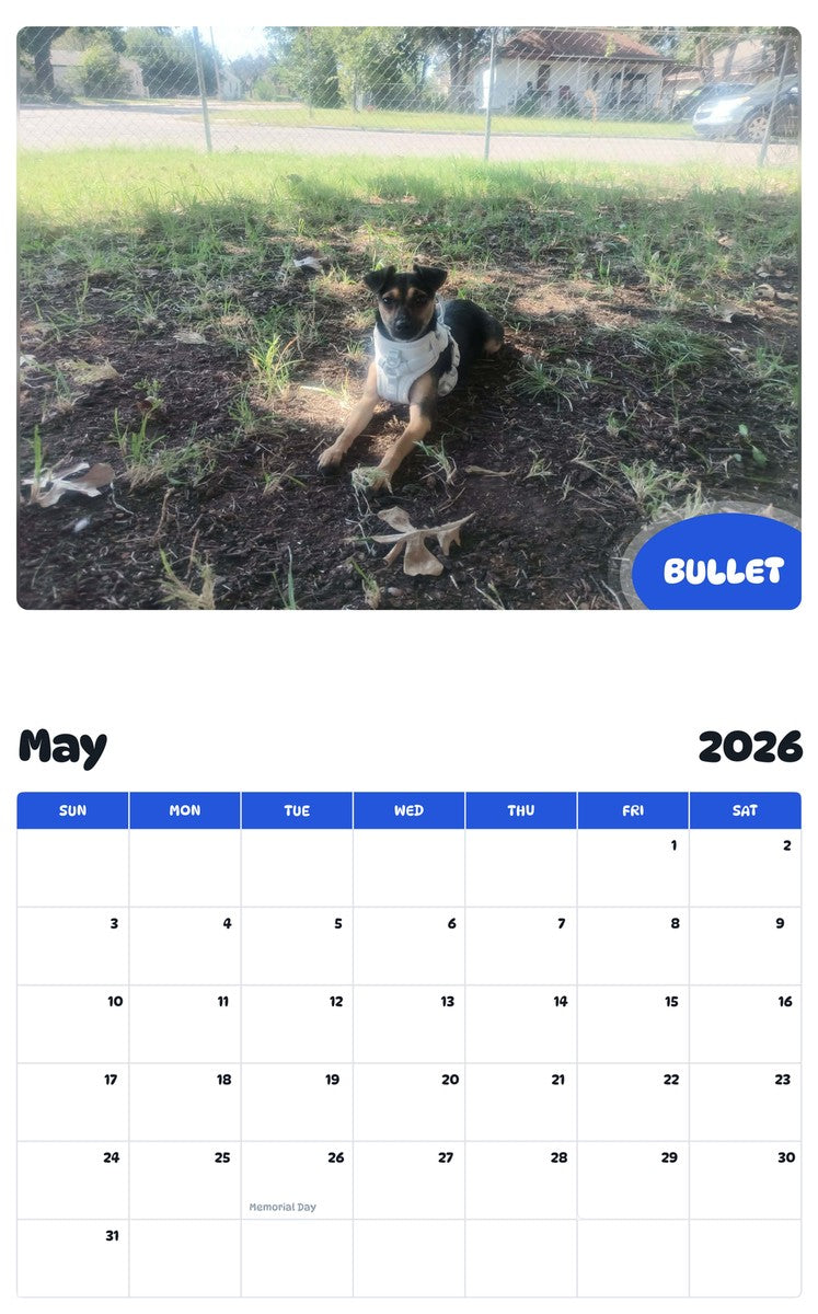 2026 - 2027 BULLET - Pawidols Pet Calendar