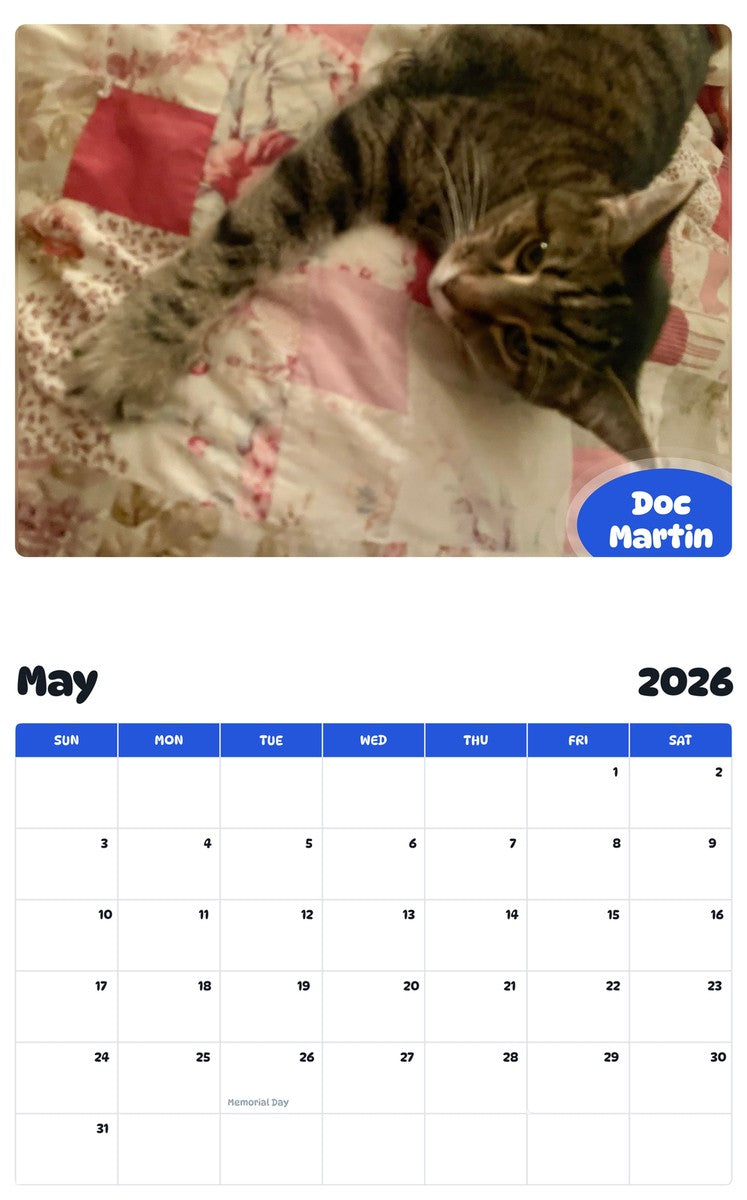2026 - 2027 Doc Martin - Pawidols Pet Calendar