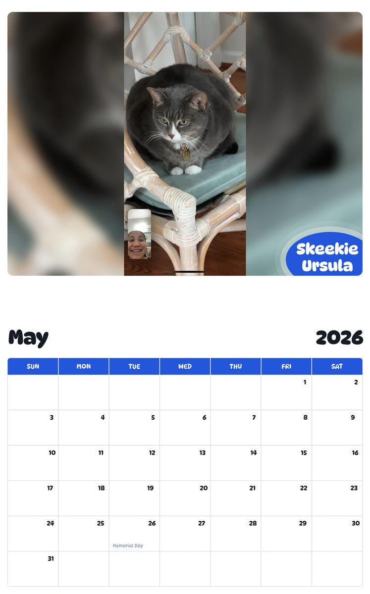 2026 - 2027 Skeekie Ursula - Pawidols Pet Calendar