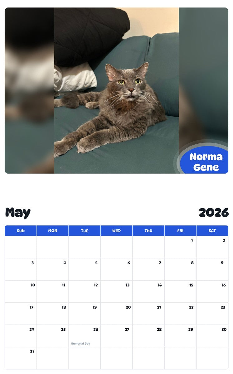 2026 - 2027 Norma Gene - Pawidols Pet Calendar