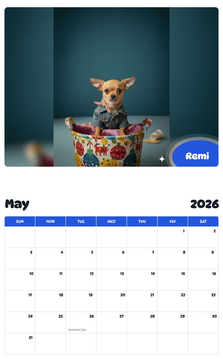 2026 - 2027 Remi - Pawidols Pet Calendar