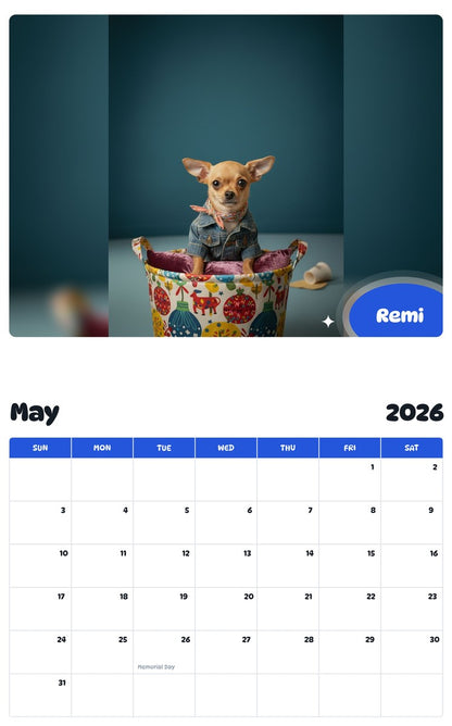 2026 - 2027 Remi - Pawidols Pet Calendar