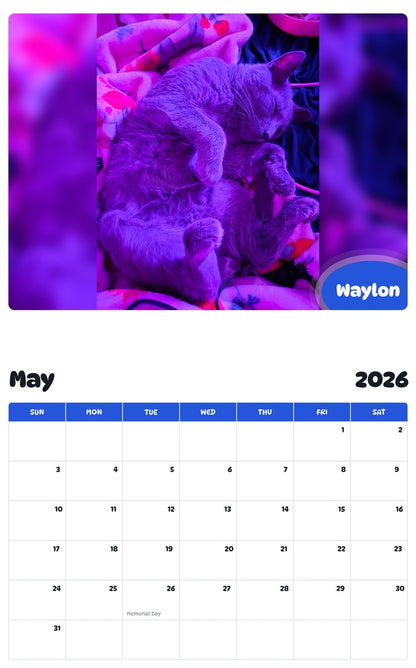 2026 - 2027 Waylon - Pawidols Pet Calendar