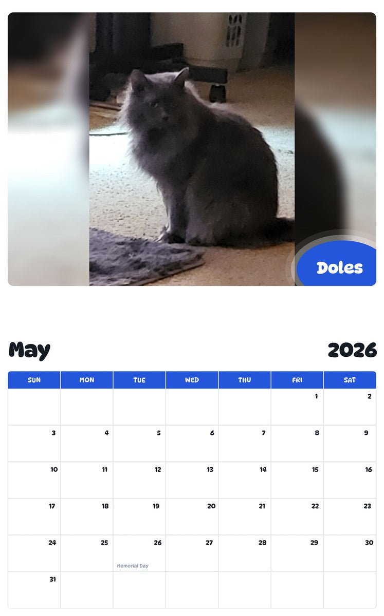 2026 - 2027 Doles - Pawidols Pet Calendar