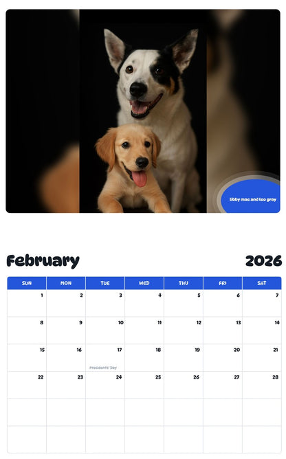 October 2025 - September 2026 libby mae and leo gray - Pawidols Pet Calendar