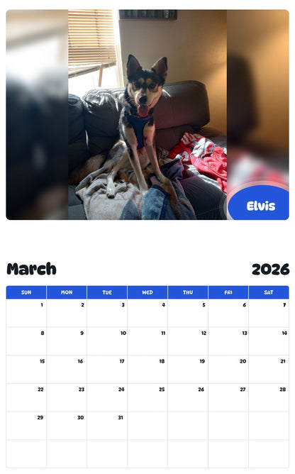 November 2025 - October 2026 Elvis - Pawidols Pet Calendar