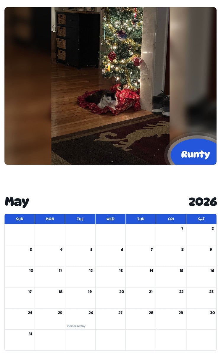 2026 - 2027 Runty - Pawidols Pet Calendar