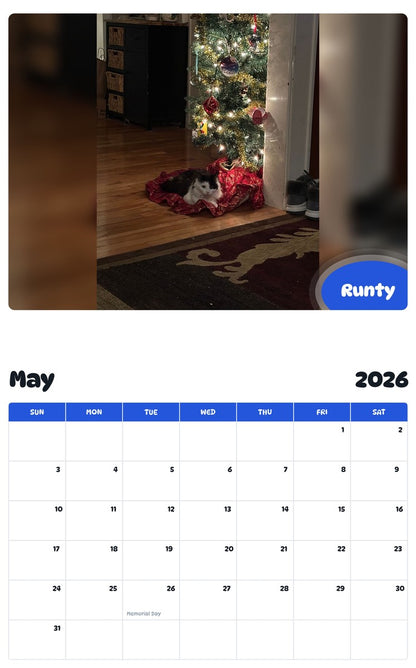 2026 - 2027 Runty - Pawidols Pet Calendar