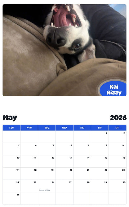 2026 - 2027 Kai Rizzy - Pawidols Pet Calendar