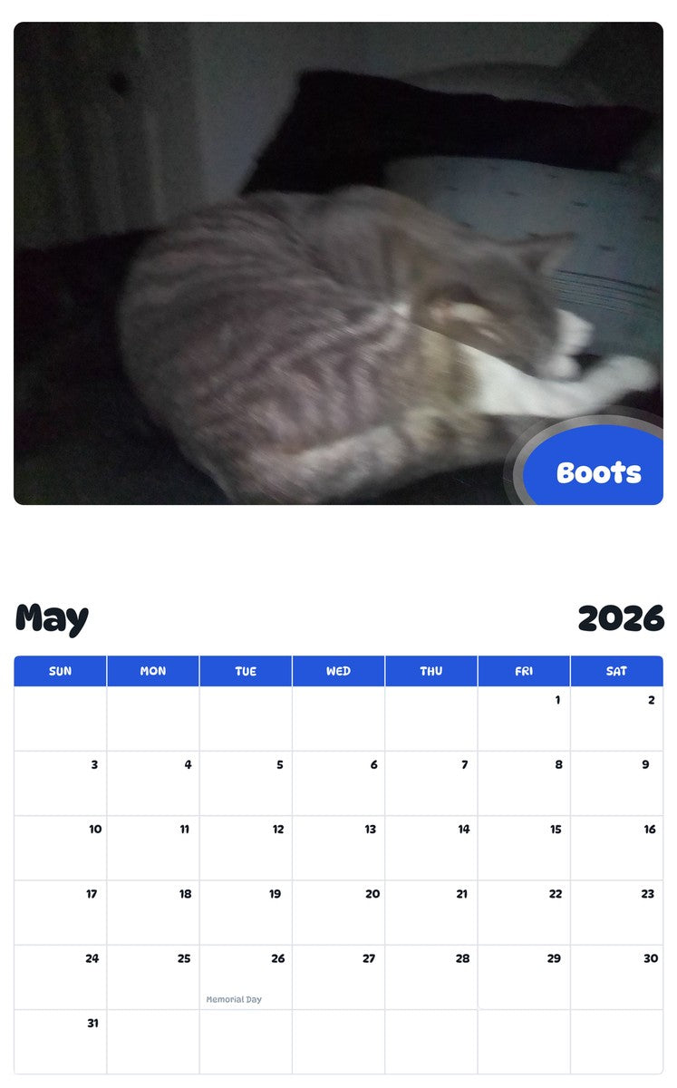 2026 - 2027 Boots - Pawidols Pet Calendar