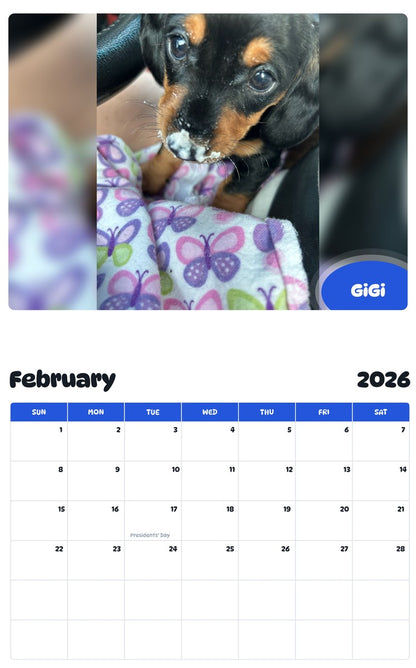 October 2025 - September 2026 GiGi - Pawidols Pet Calendar