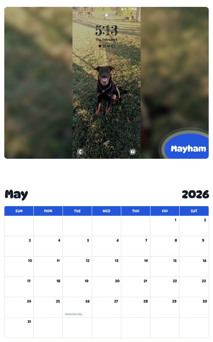 2026 - 2027 Mayham - Pawidols Pet Calendar
