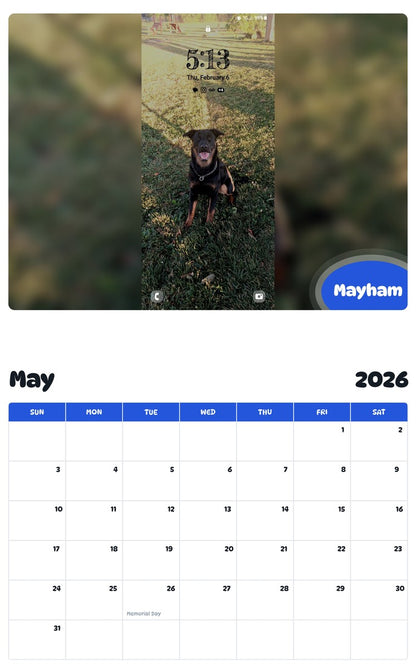 2026 - 2027 Mayham - Pawidols Pet Calendar