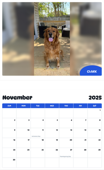 July 2025 - June 2026 Clark - Pawidols Pet Calendar
