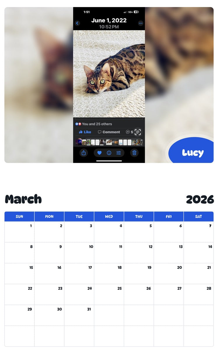 November 2025 - October 2026 Lucy - Pawidols Pet Calendar