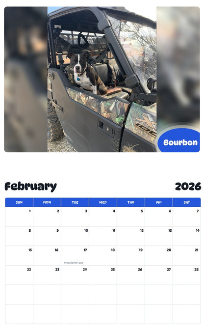 October 2025 - September 2026 Bourbon - Pawidols Pet Calendar