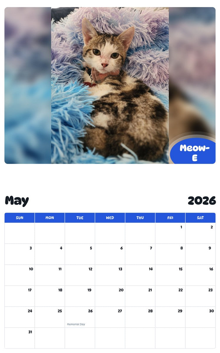 2026 - 2027 Meow-E - Pawidols Pet Calendar