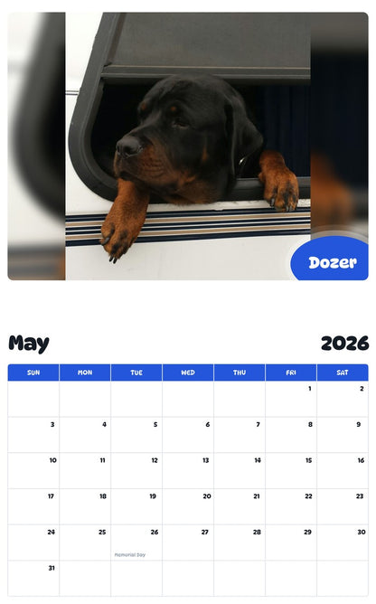 2026 - 2027 Dozer - Pawidols Pet Calendar
