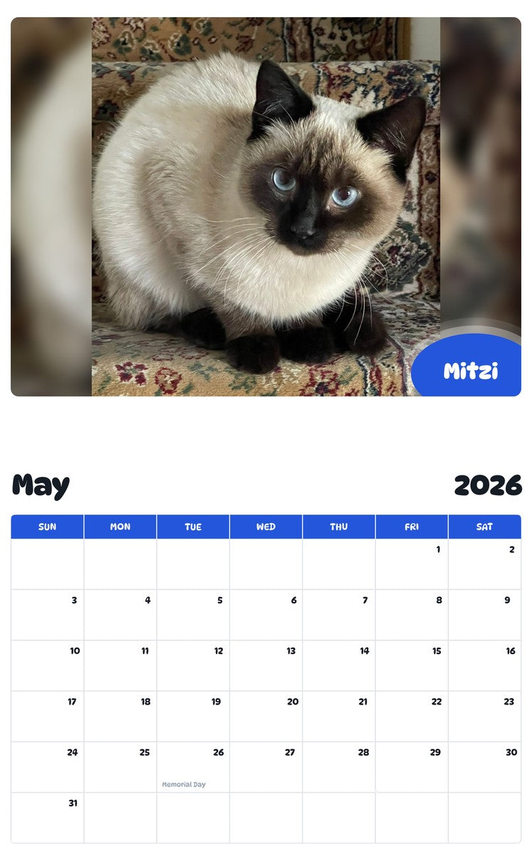 2026 - 2027 Mitzi - Pawidols Pet Calendar