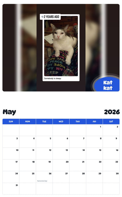 2026 - 2027 Kat kat - Pawidols Pet Calendar