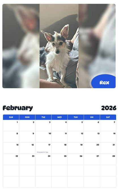 November 2025 - October 2026 Rex - Pawidols Pet Calendar