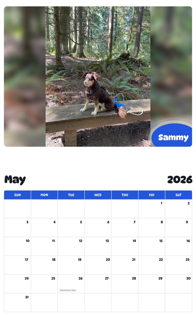 2026 - 2027 Sammy - Pawidols Pet Calendar
