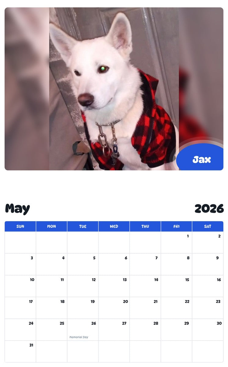 2026 - 2027 Jax - Pawidols Pet Calendar