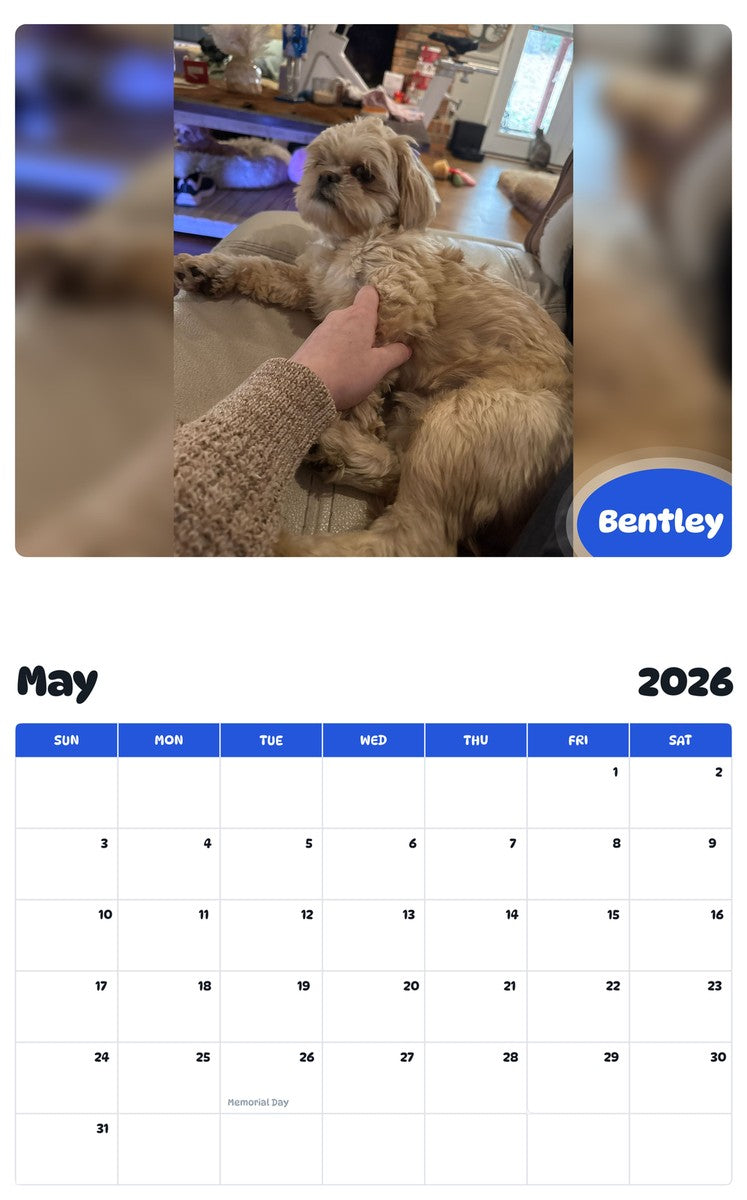 2026 - 2027 Bentley - Pawidols Pet Calendar