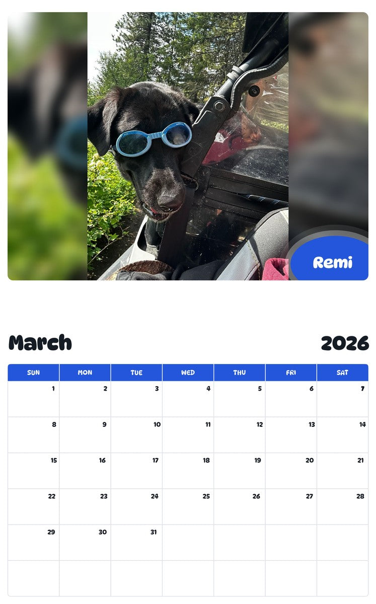 November 2025 - October 2026 Remi - Pawidols Pet Calendar