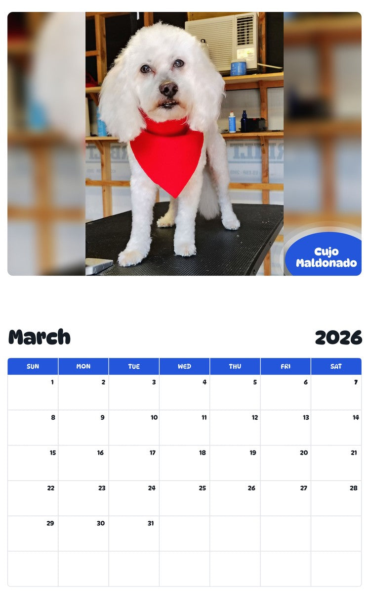 November 2025 - October 2026 Cujo Maldonado - Pawidols Pet Calendar