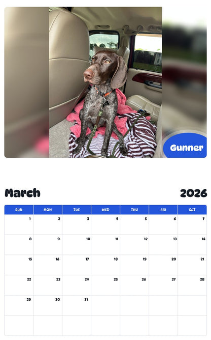 November 2025 - October 2026 Gunner - Pawidols Pet Calendar