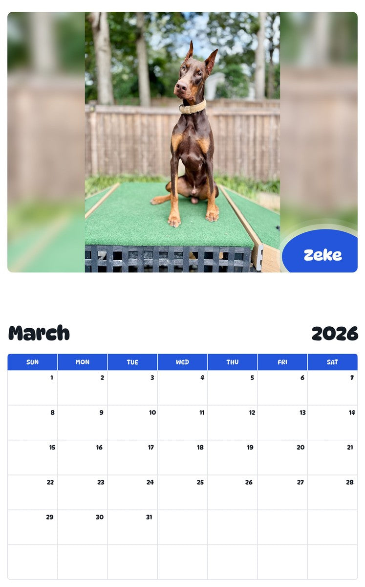 November 2025 - October 2026 Zeke - Pawidols Pet Calendar