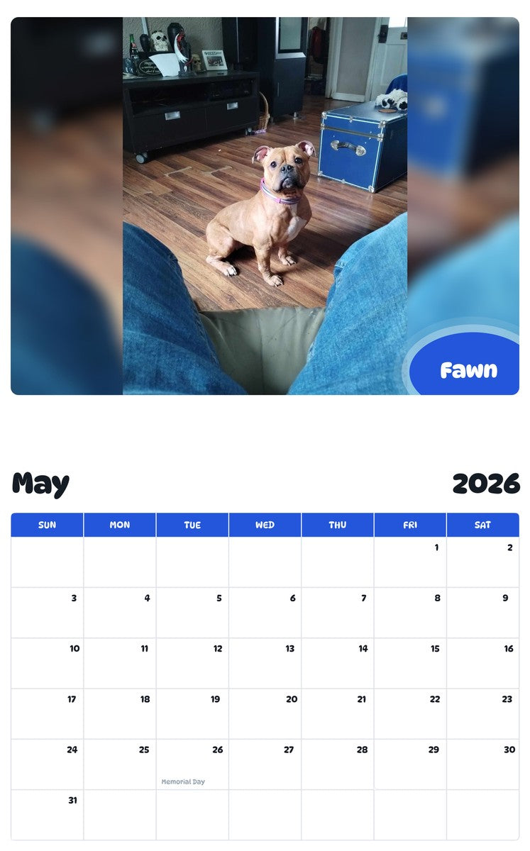 2026 - 2027 Fawn - Pawidols Pet Calendar