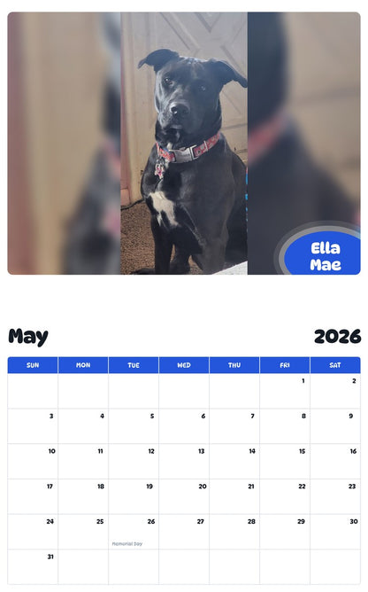 2026 - 2027 Ella Mae - Pawidols Pet Calendar