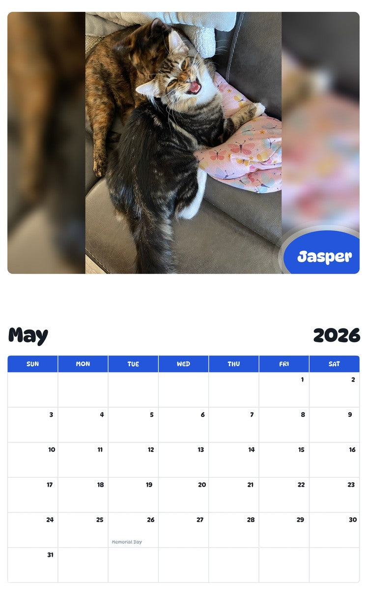 2026 - 2027 Jasper - Pawidols Pet Calendar