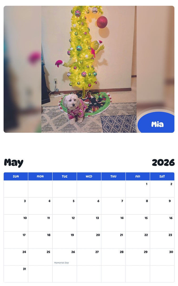 2026 - 2027 Mia - Pawidols Pet Calendar