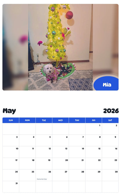 2026 - 2027 Mia - Pawidols Pet Calendar