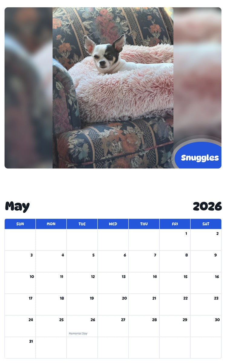 2026 - 2027 Snuggles - Pawidols Pet Calendar