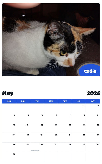 2026 - 2027 Callie - Pawidols Pet Calendar