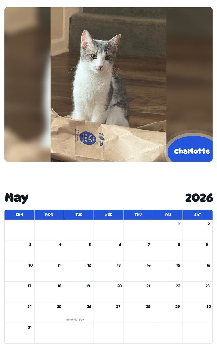 2026 - 2027 Charlotte - Pawidols Pet Calendar
